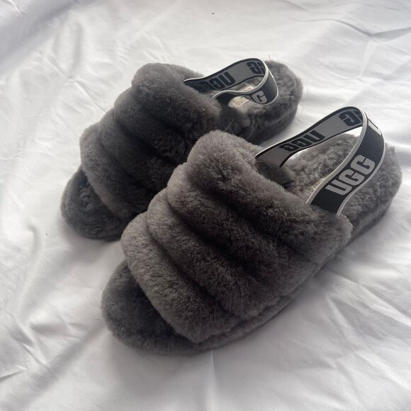 UGG Fluff Yeah Gray Slide - Picture 2 of 11